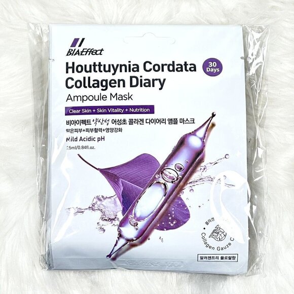 BIA Effect Houttuynia Cordata Collagen Diary Ampoule Korean Mask Pack (10 Pack) - Picture 2 of 3